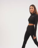 Mirage Black Long Sleeve Zip Top