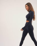 Mirage Navy Blue Long Sleeve Zip Top
