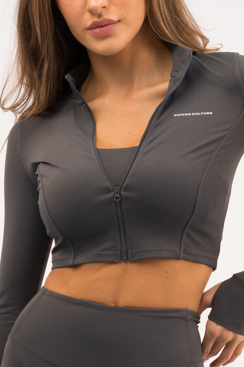 Mirage Graphite Long Sleeve Zip Top