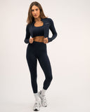 Mirage Navy Blue Long Sleeve Zip Top
