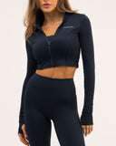 Mirage Navy Blue Long Sleeve Zip Top