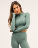 Mirage Teal Long Sleeve Zip Top
