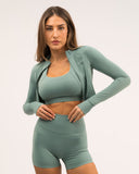 Mirage Teal Long Sleeve Zip Top