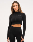 Mirage Black Long Sleeve Zip Top