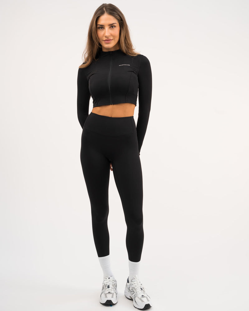 Mirage Black Long Sleeve Zip Top
