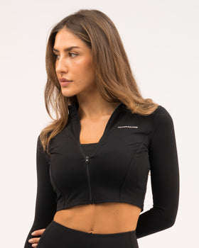 Mirage Black Long Sleeve Zip Top