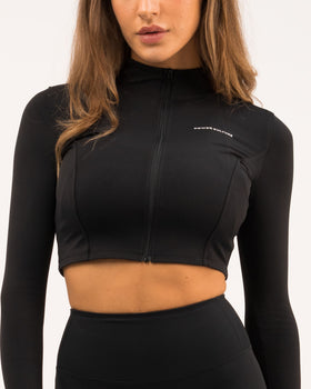 Mirage Black Long Sleeve Zip Top